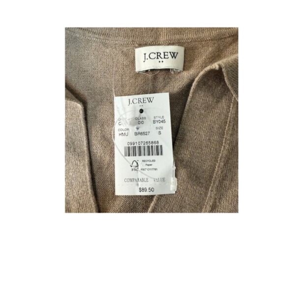 J. Crew Pullover Sweater Collared Neckline Ribbed Cuffs Soft Neutral Tan S NWT - Picture 5 of 10